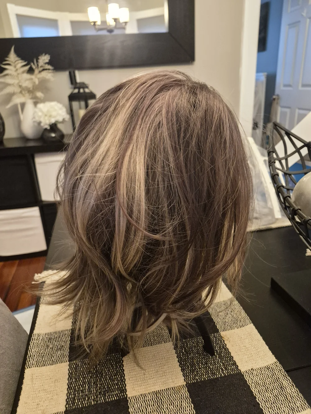 Natural Ash Brown Wig with Blonde Highlights - Women's Hair